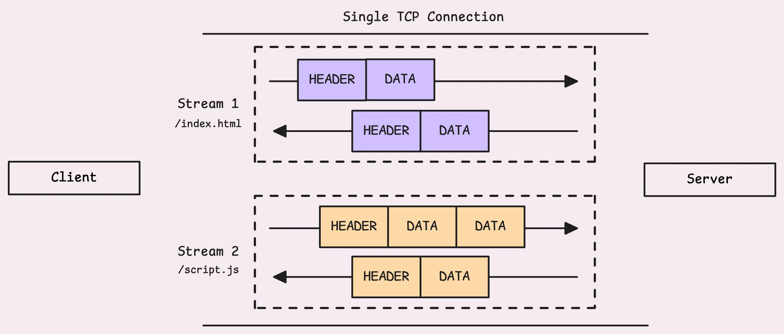 Single TCP Connection Carrying Multiple Streams