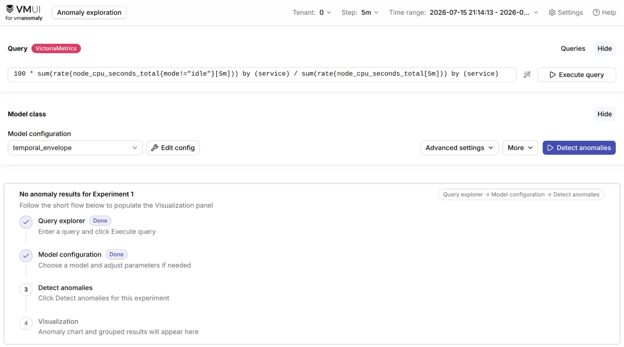 Anomaly exploration ready to detect anomalies after applying the suggested configuration