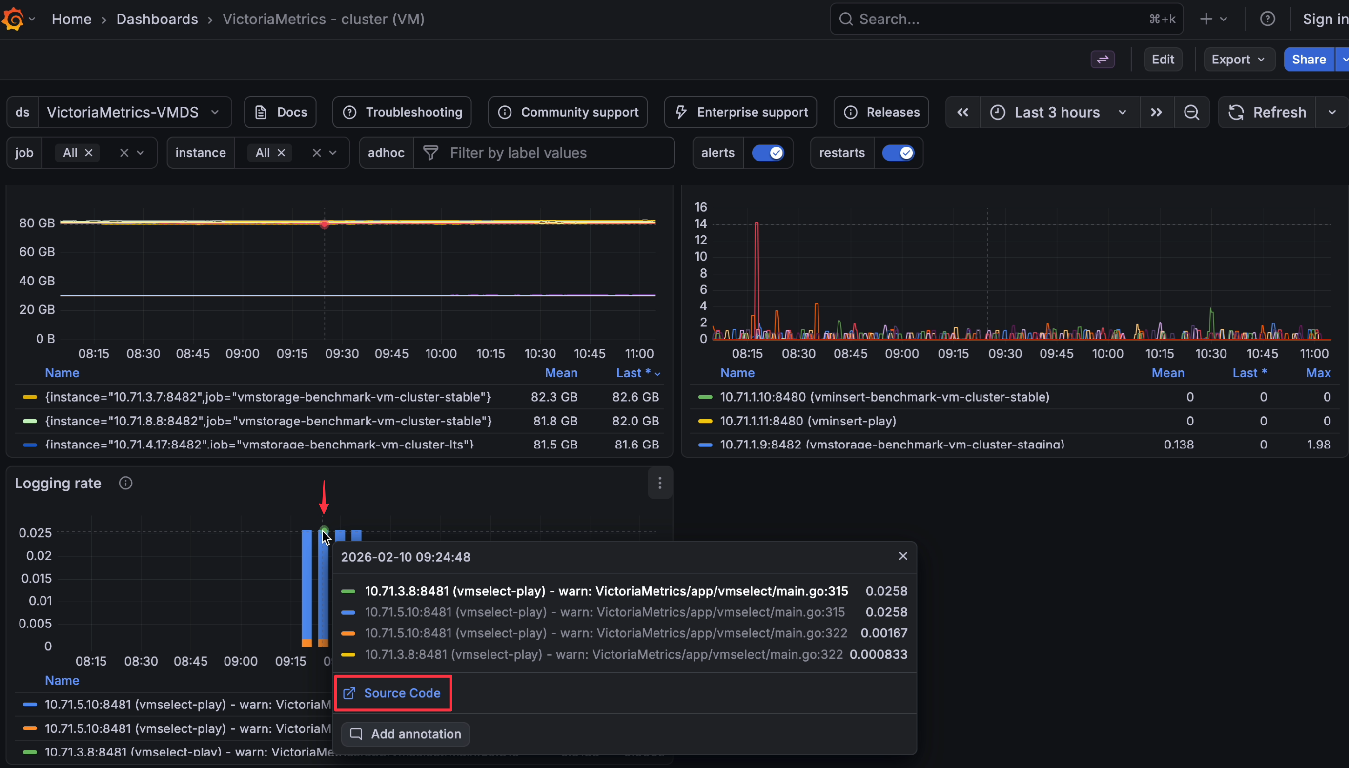 Screenshot of Grafana