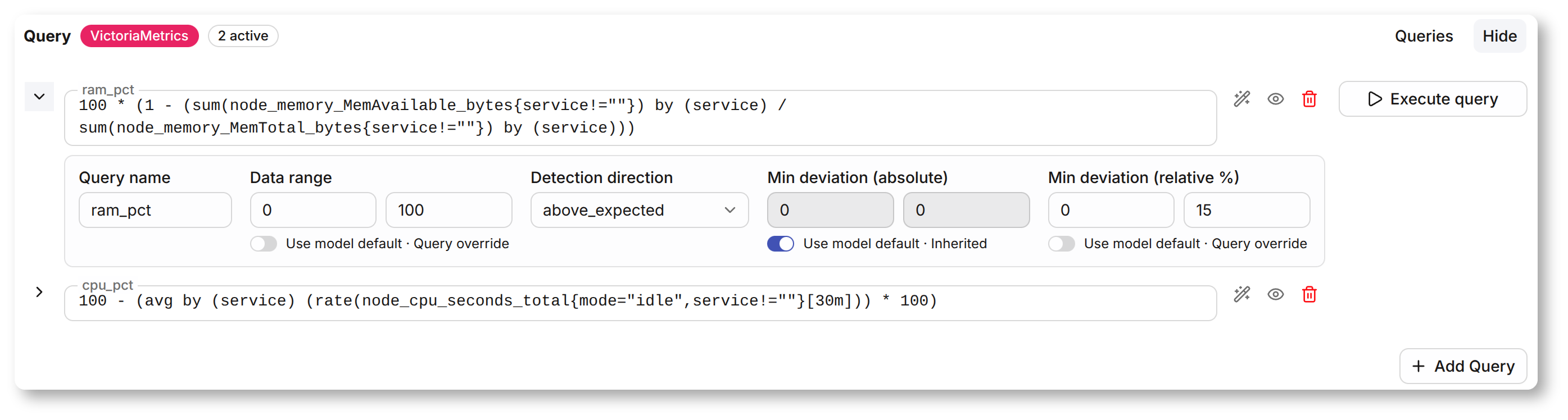 Screenshot of improved UX: naming a query and setting parameters